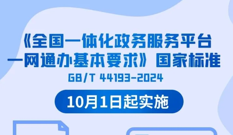 《全國一體化政務(wù)服務(wù)平臺一網(wǎng)通辦基本要求》國家標(biāo)準(zhǔn)正式實施 圖解